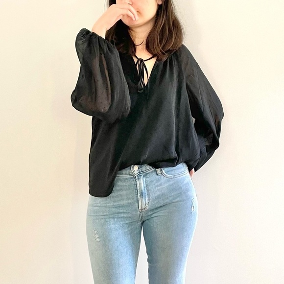 NWT SANCTUARY VOLUME BLACK BLOUSE - XS - Picture 1 of 16